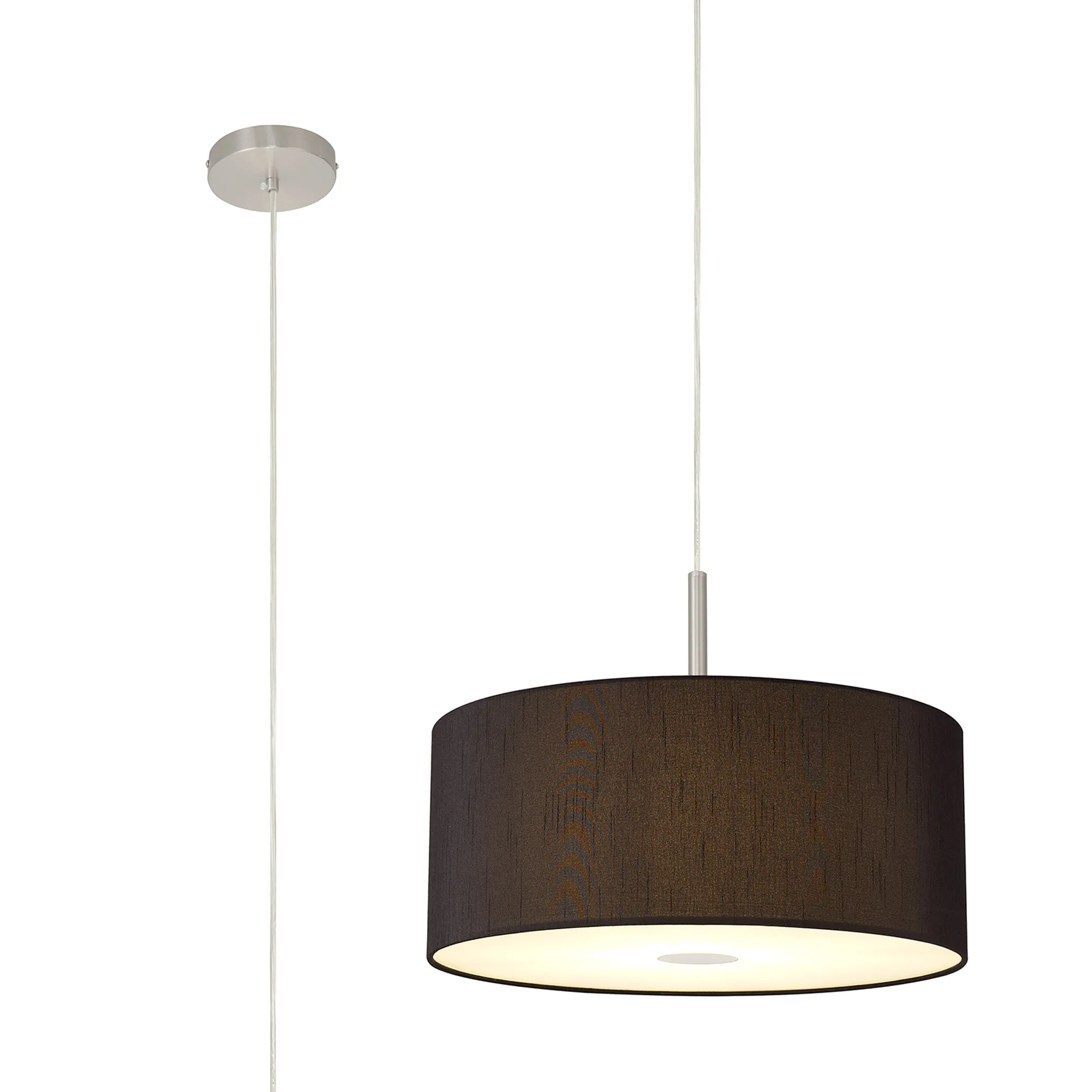 Baymont 40cm Pendant 1 Light Satin Nickel, Black, Frosted Diffuser